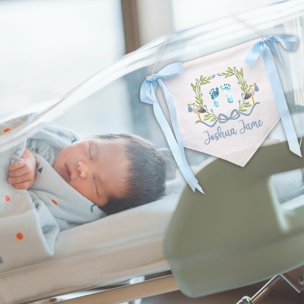 Personalized Embroidered Baby Name Banner — 5 - footprint — image 7