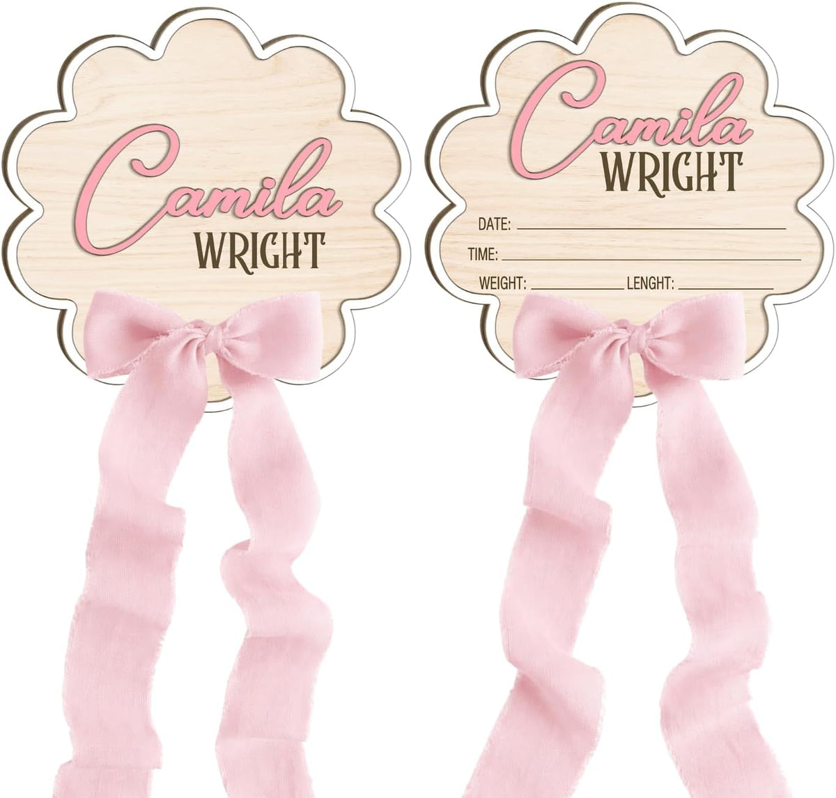 Personalized Wooden Birth Announcement Sign — 2 - flower