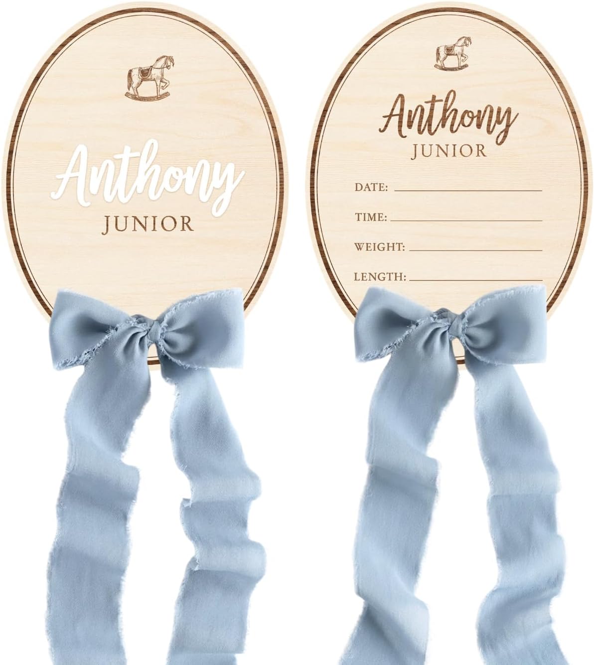 Personalized Wooden Birth Announcement Sign — 8 - oval pattern