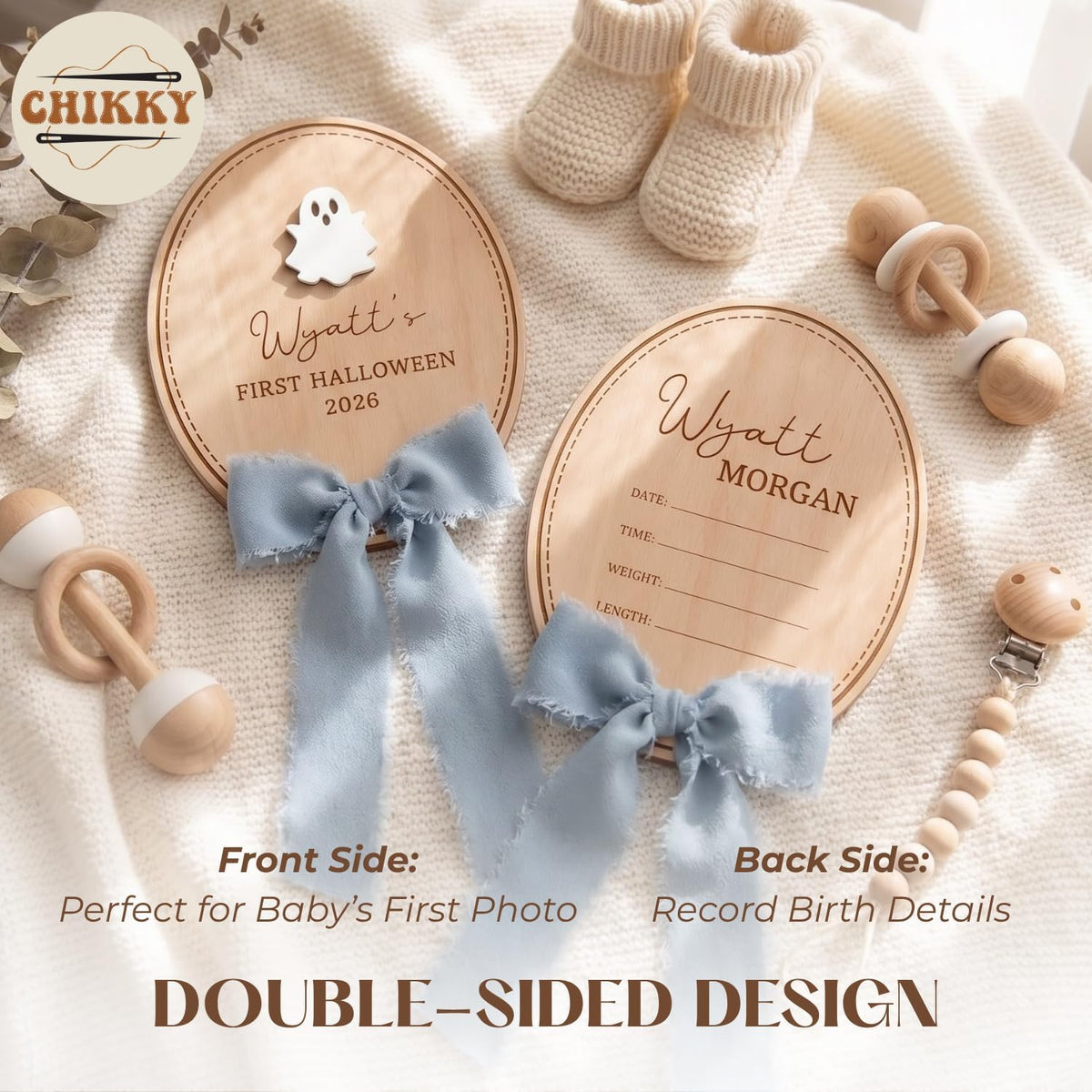 Personalized Wooden Birth Announcement Sign — image 7