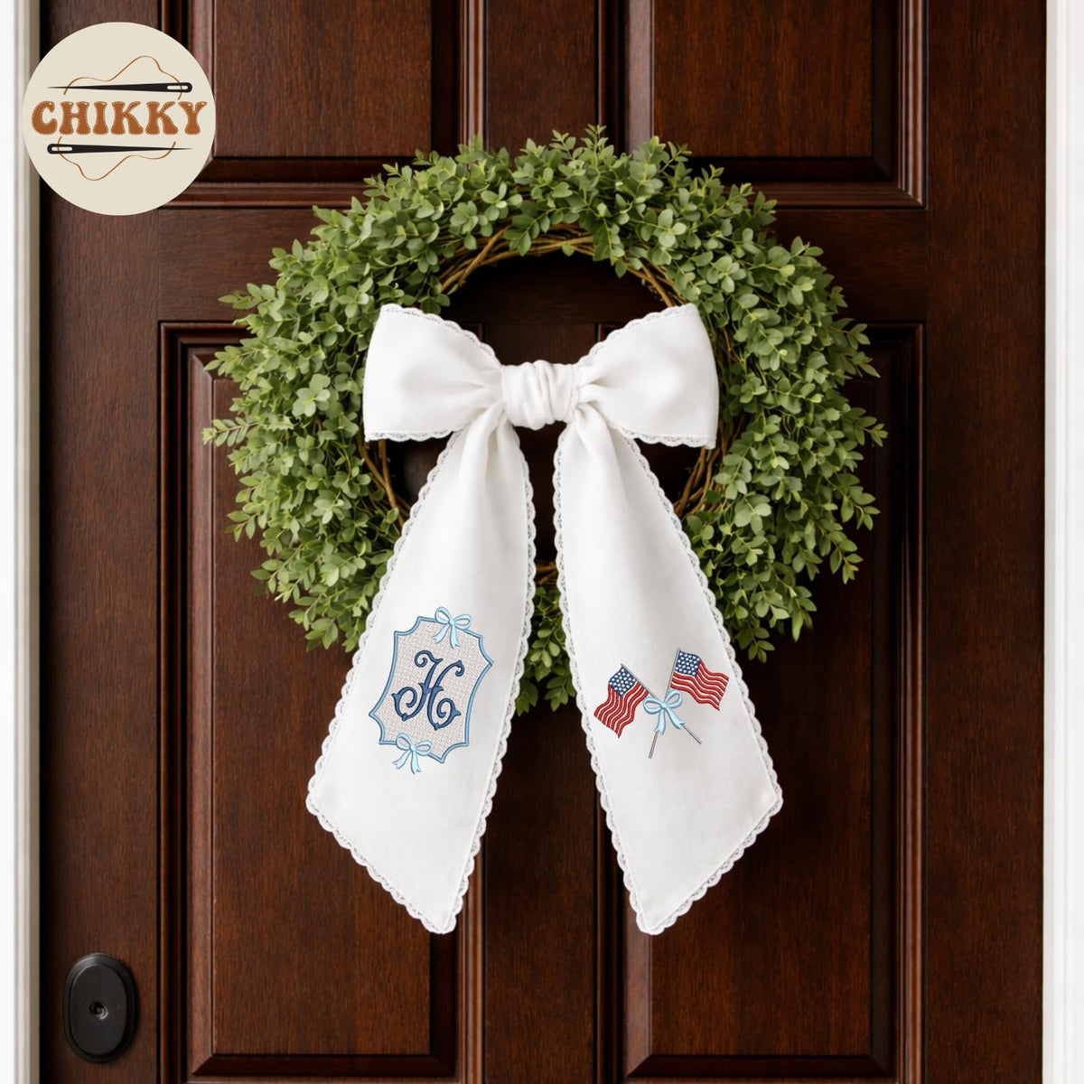 Patriotic Personalized Wreath Sash — 1 - American Flag — image 3