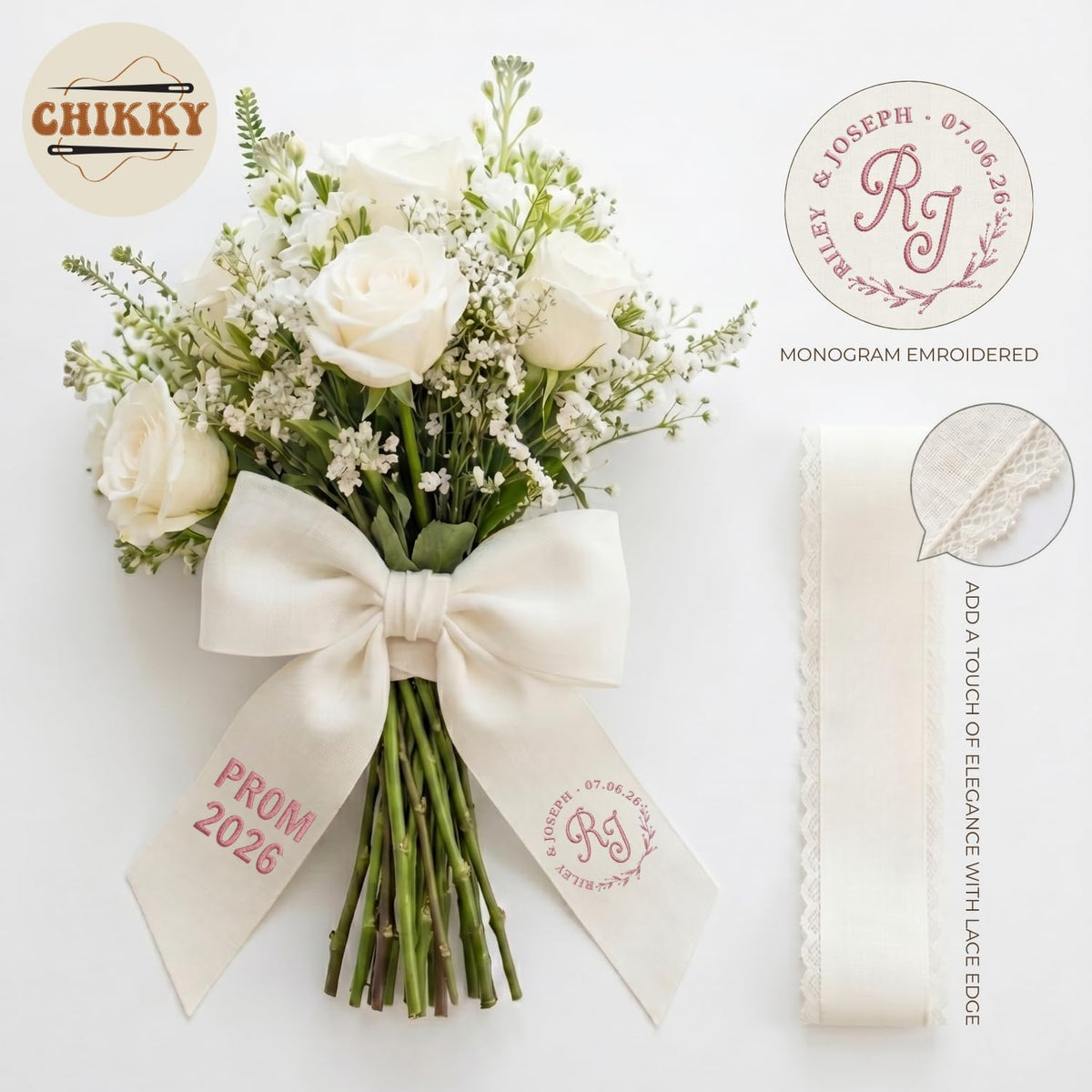 Personalized Embroidered Bouquet Sash — 6 - Prom 2026 — image 5