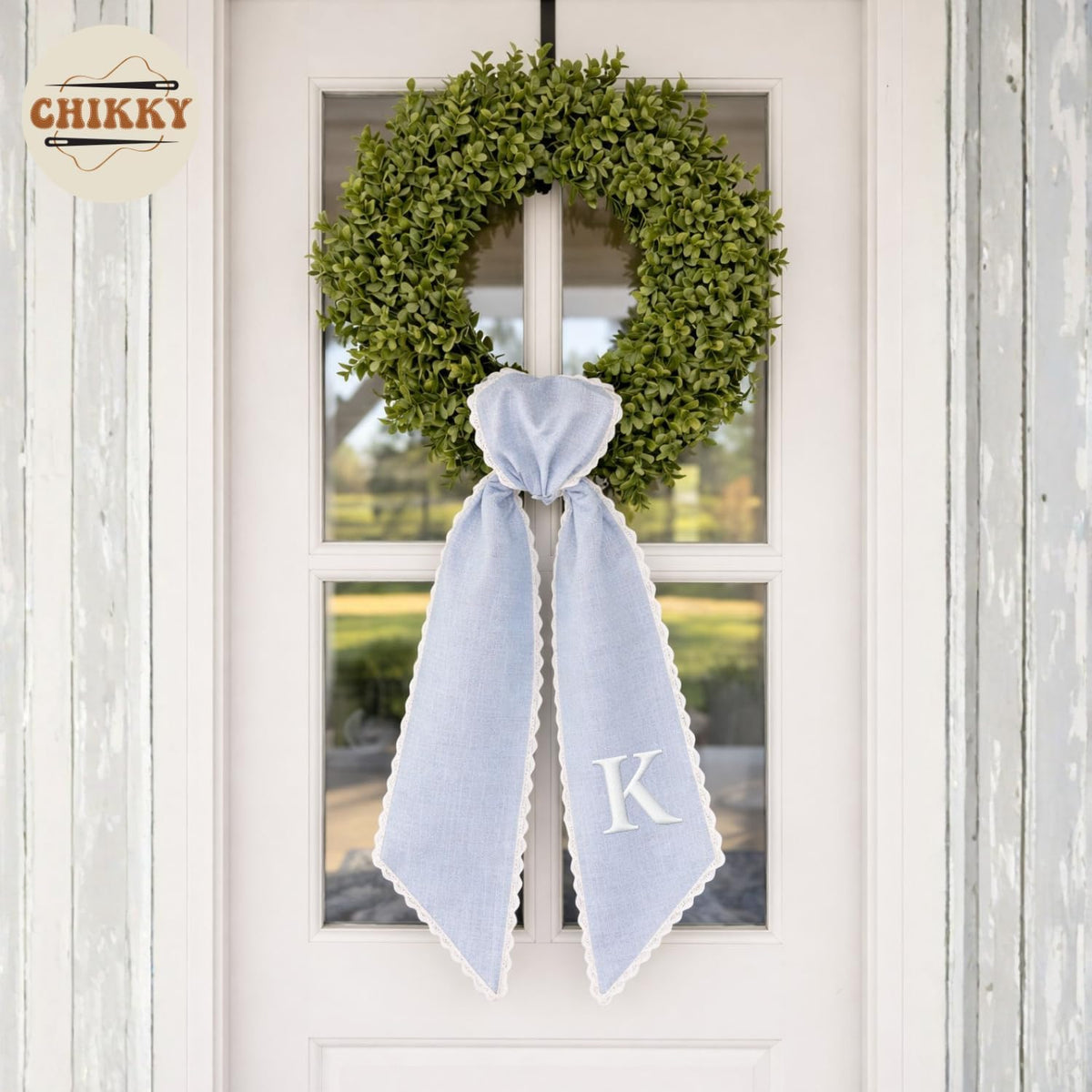 Monogram Personalized Wreath Sash — 12 - Initial — image 5