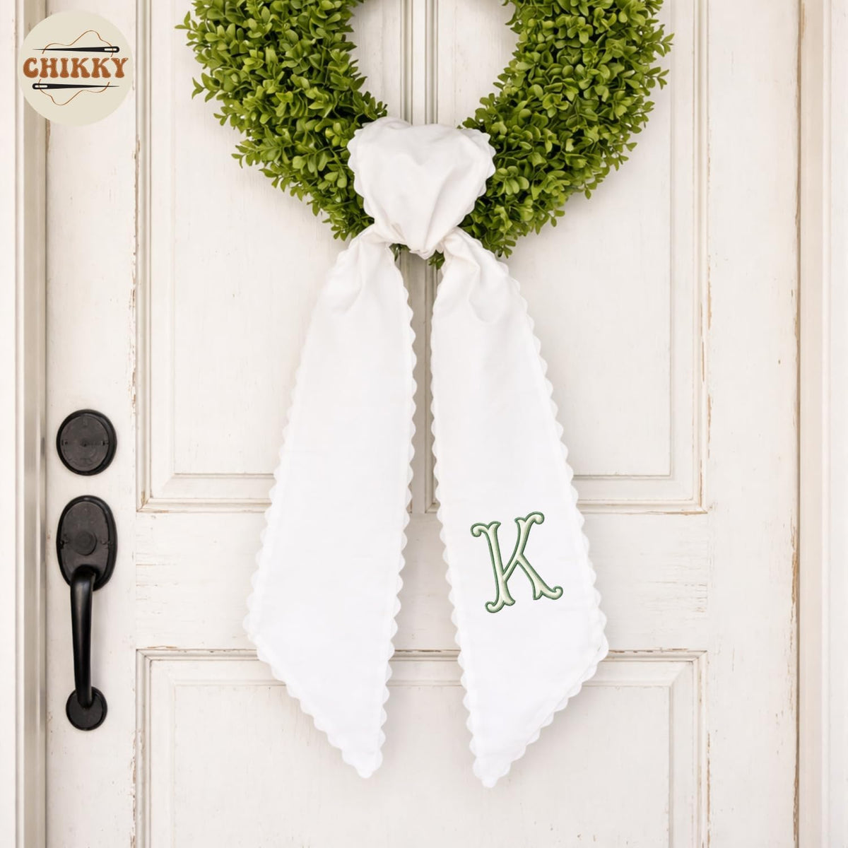 Monogram Personalized Wreath Sash — 6 - Initial — image 3