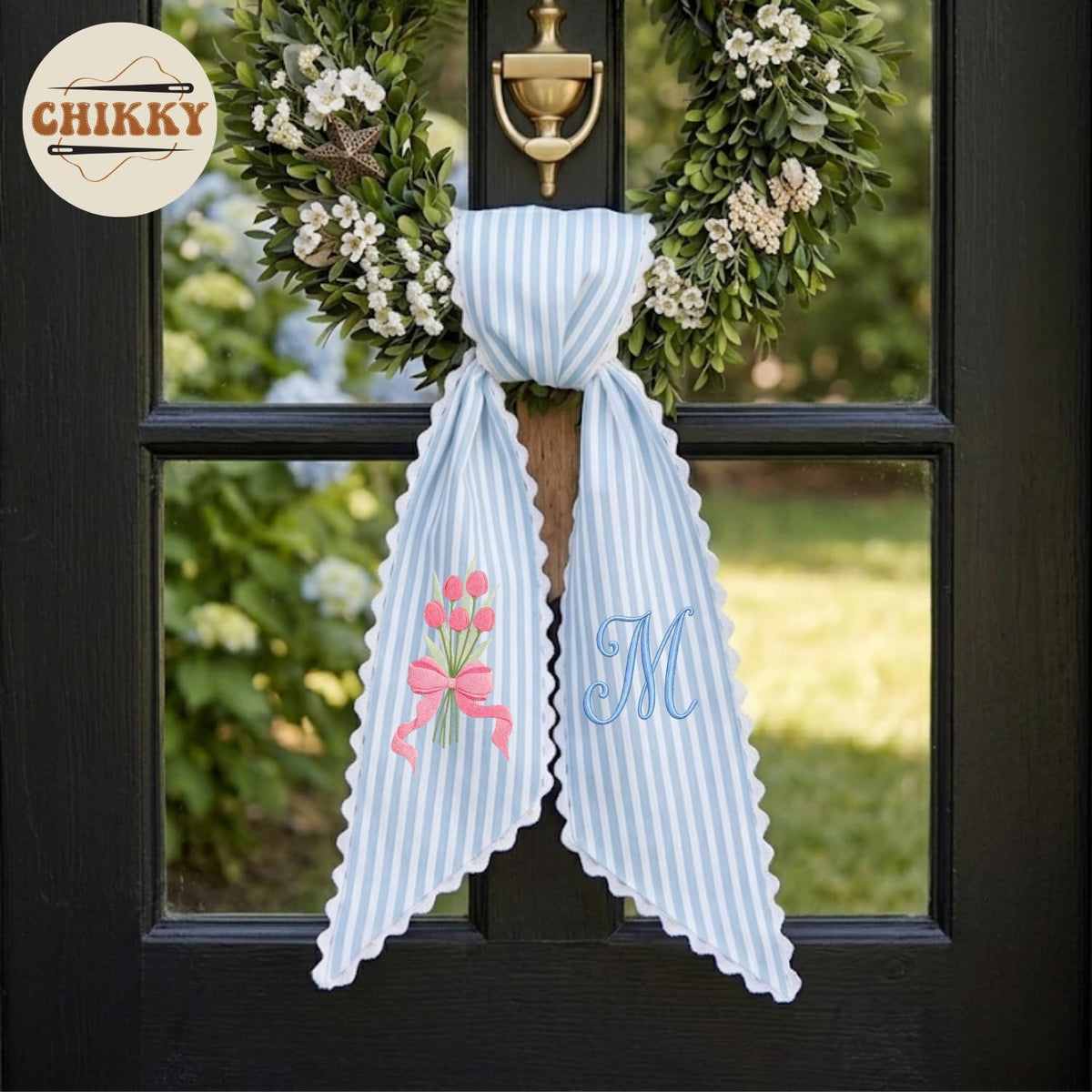 Monogram Personalized Wreath Sash — 9 - Tulip Bouquet — image 6