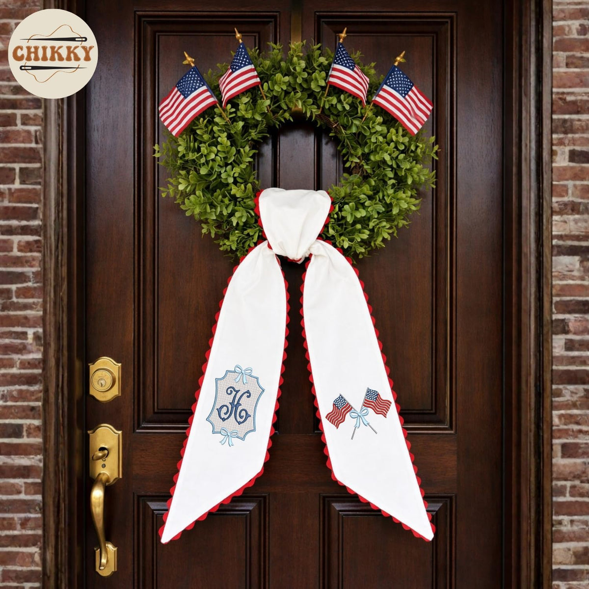 Patriotic Personalized Wreath Sash — 1 - American Flag — image 5