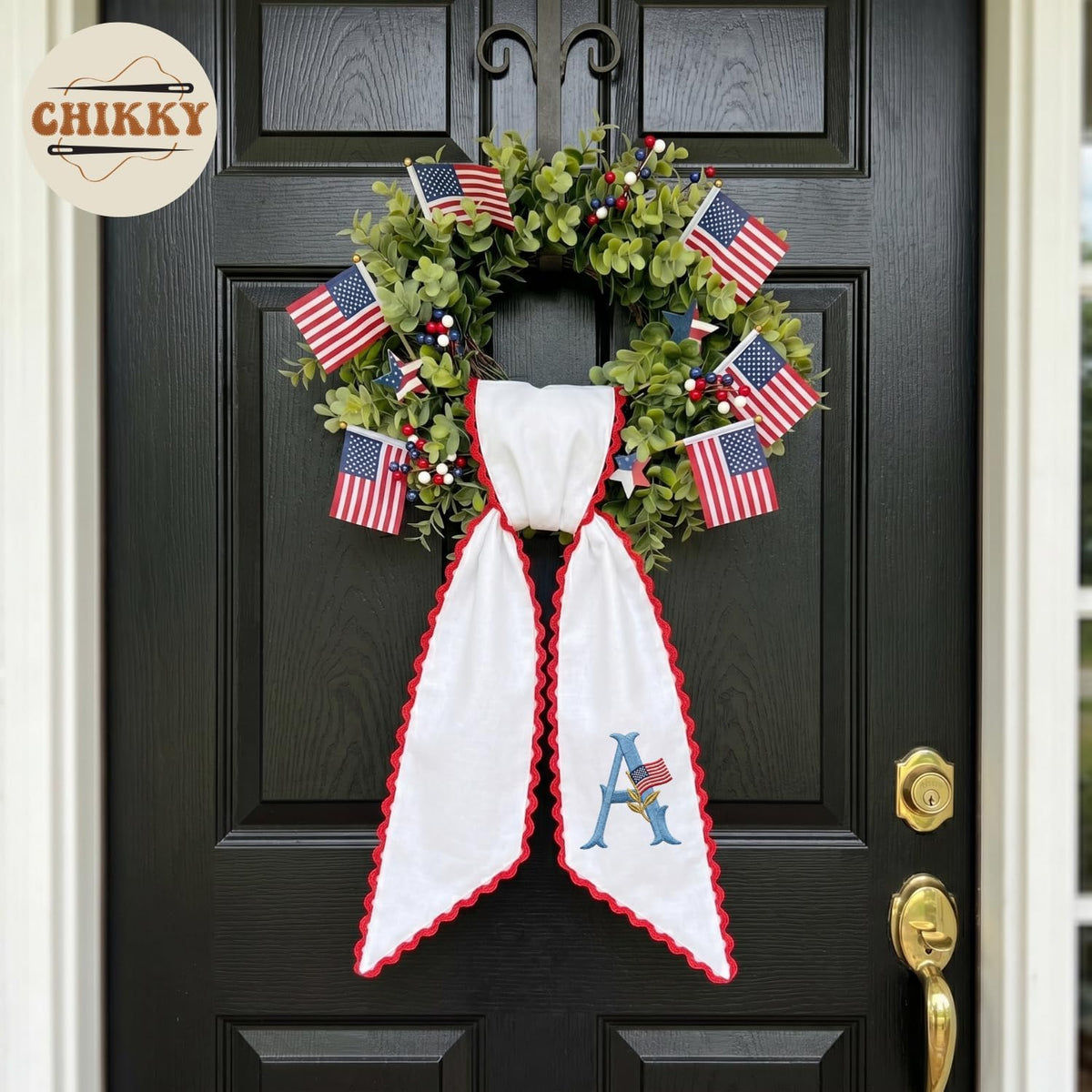 Patriotic Personalized Wreath Sash — 9 - Monogram USA Flag — image 5
