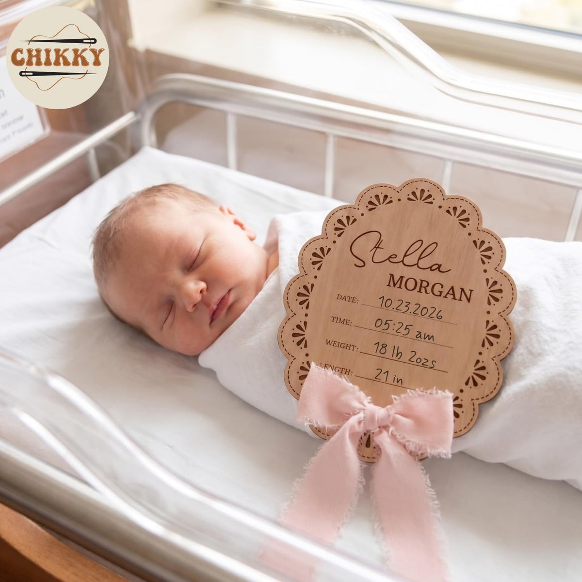 Personalized Wooden Birth Announcement Sign — image 5