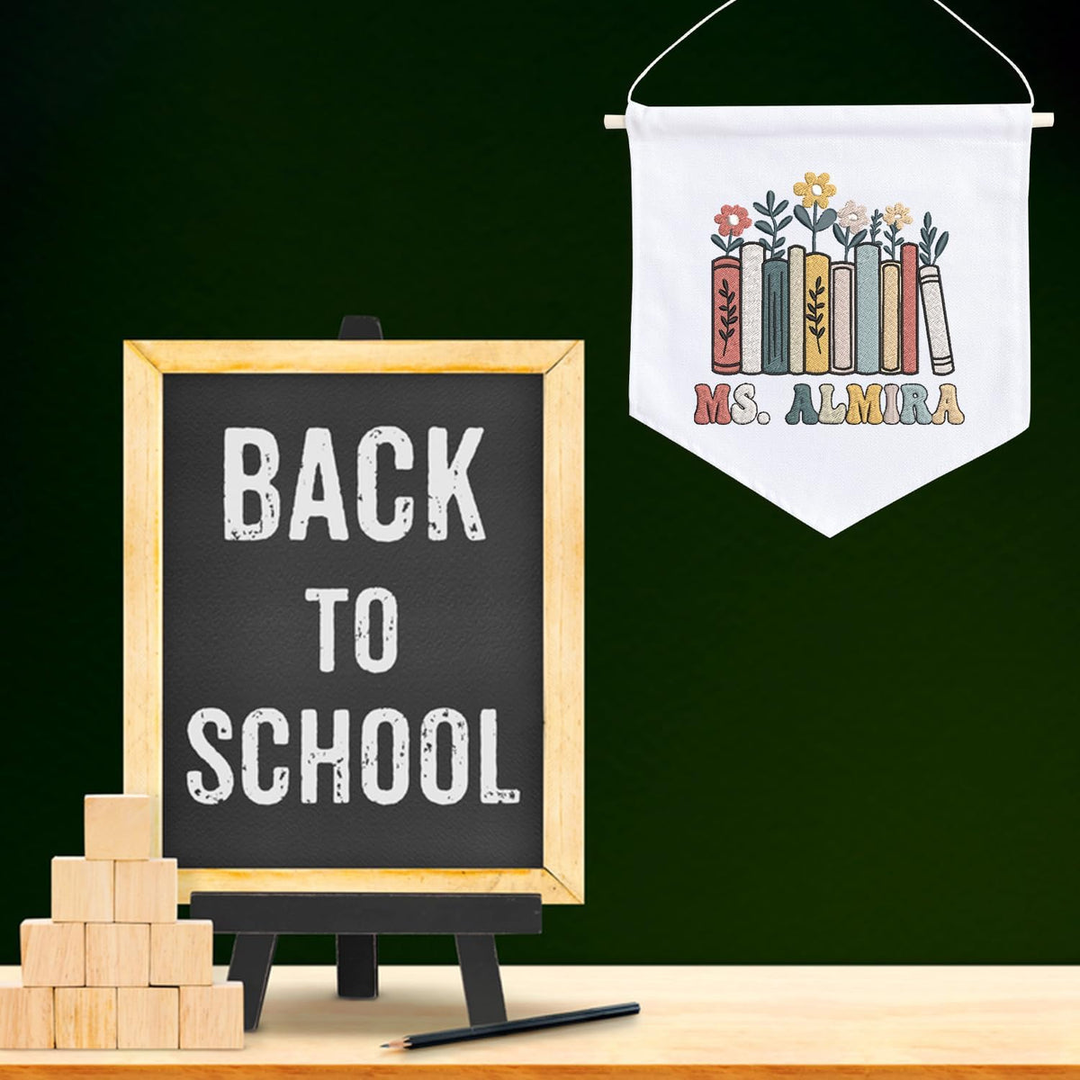 Personalized Embroidered Teacher Banner — 1 — image 3
