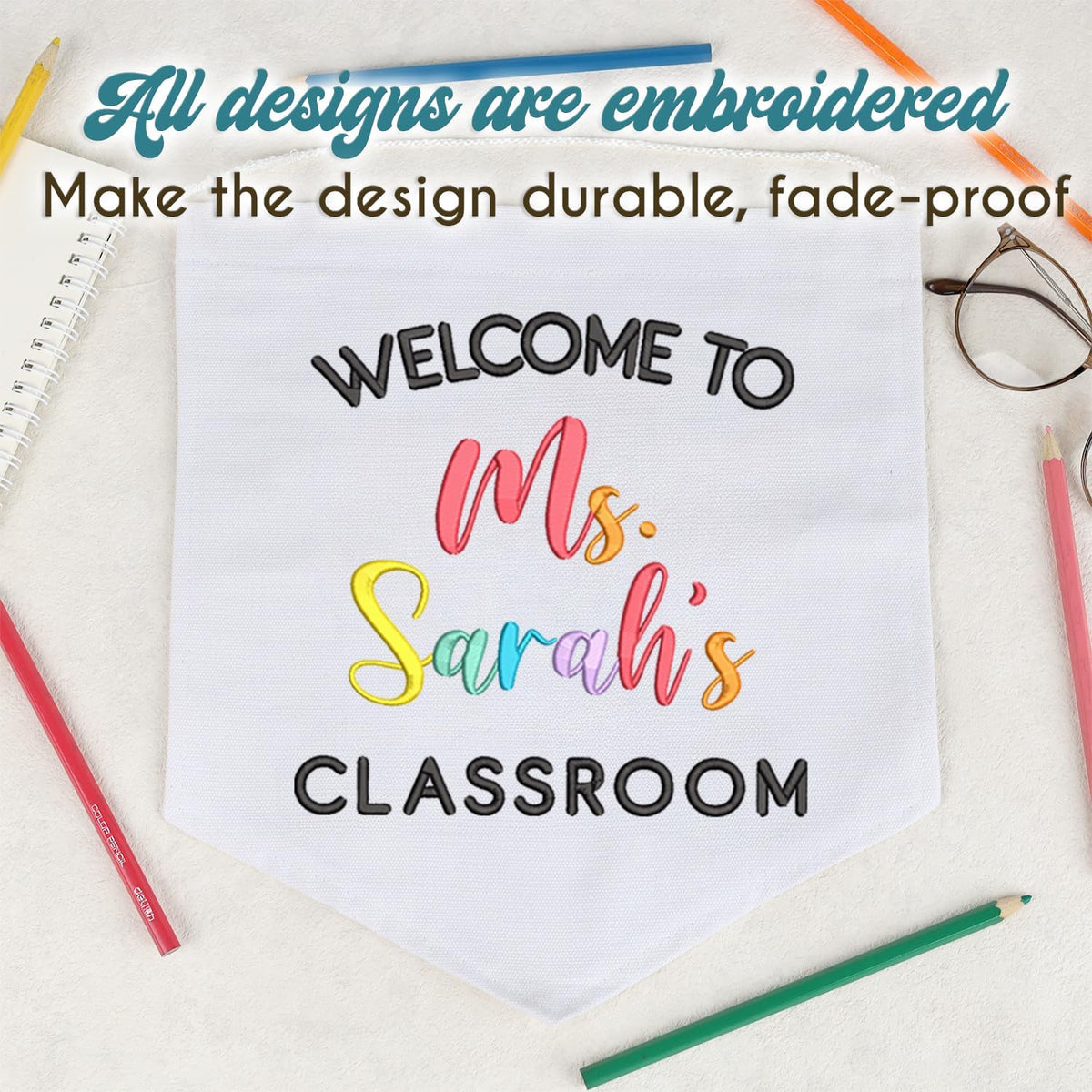 Personalized Embroidered Teacher Banner — 2 — image 5