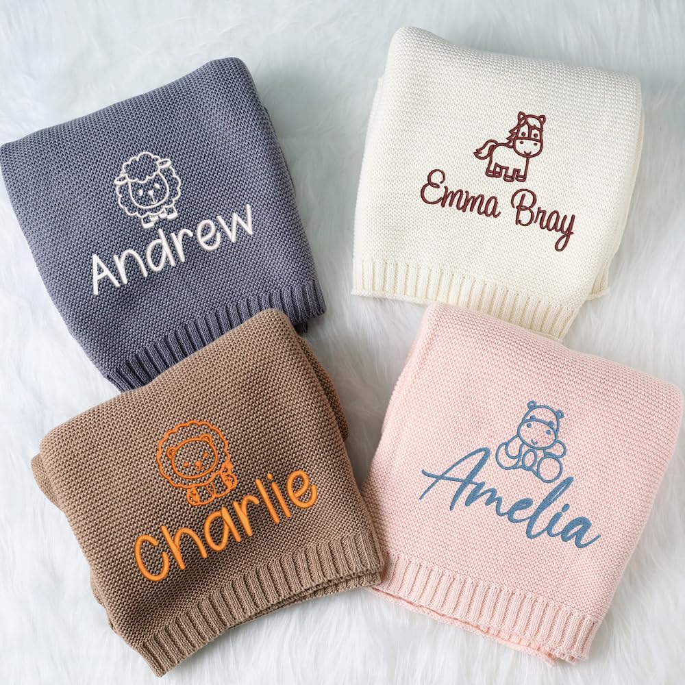 Personalized Knit Baby Blanket — 3 - Animals — image 2