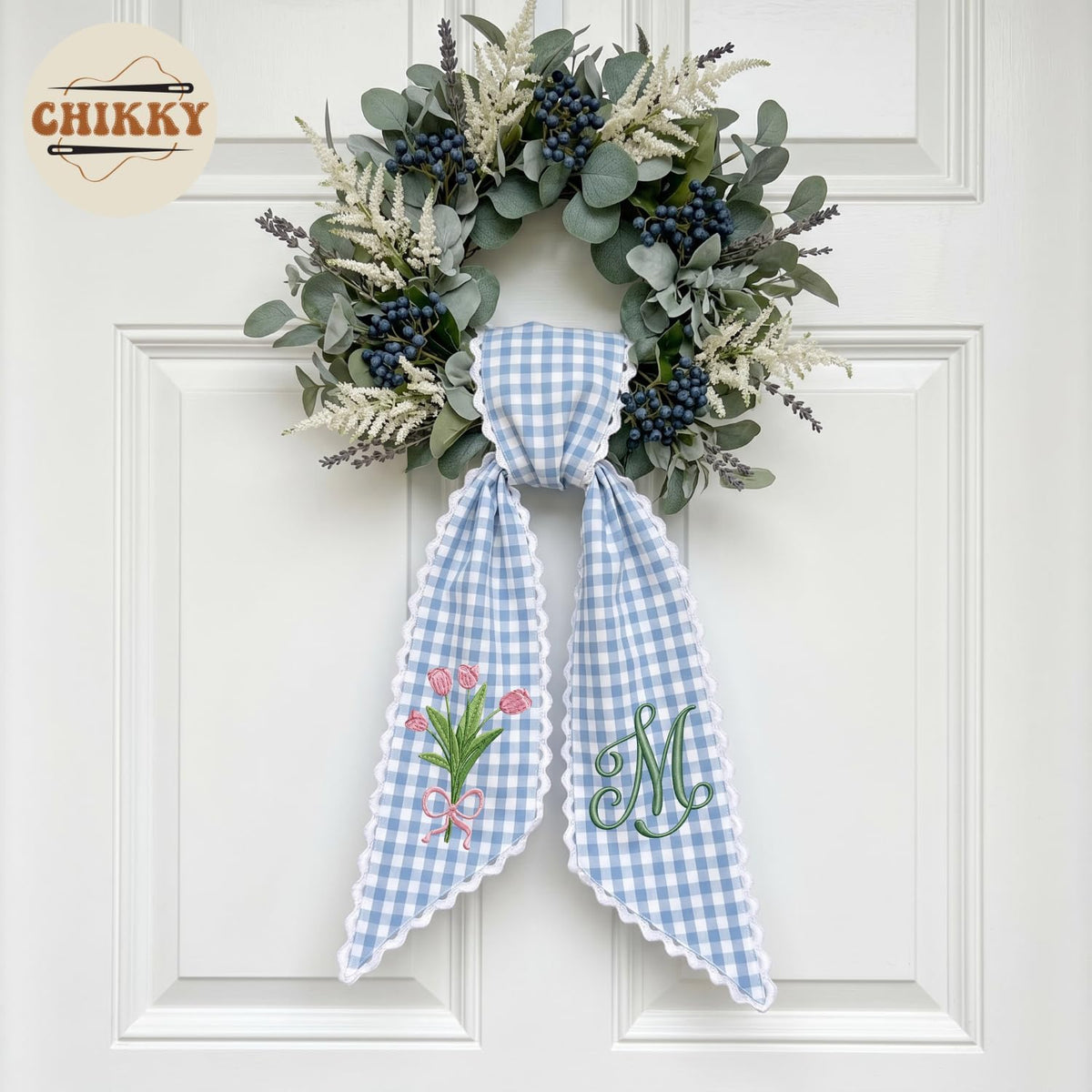 Monogram Personalized Wreath Sash — 11 - Pink Tulip — image 6
