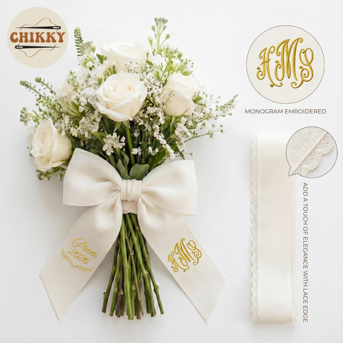 Personalized Embroidered Bouquet Sash — 2 - Prom — image 5
