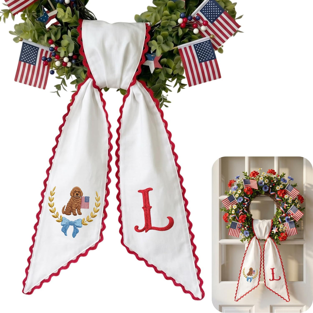 Monogram Personalized Wreath Sash — 10 - USA Dog