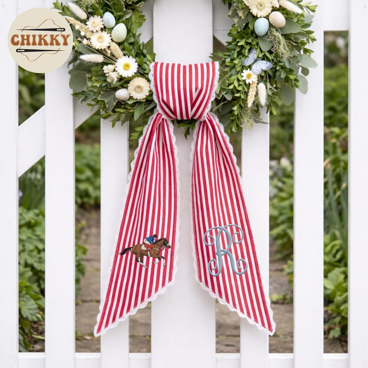 Monogram Personalized Wreath Sash — 7 - Horse Racing — image 2