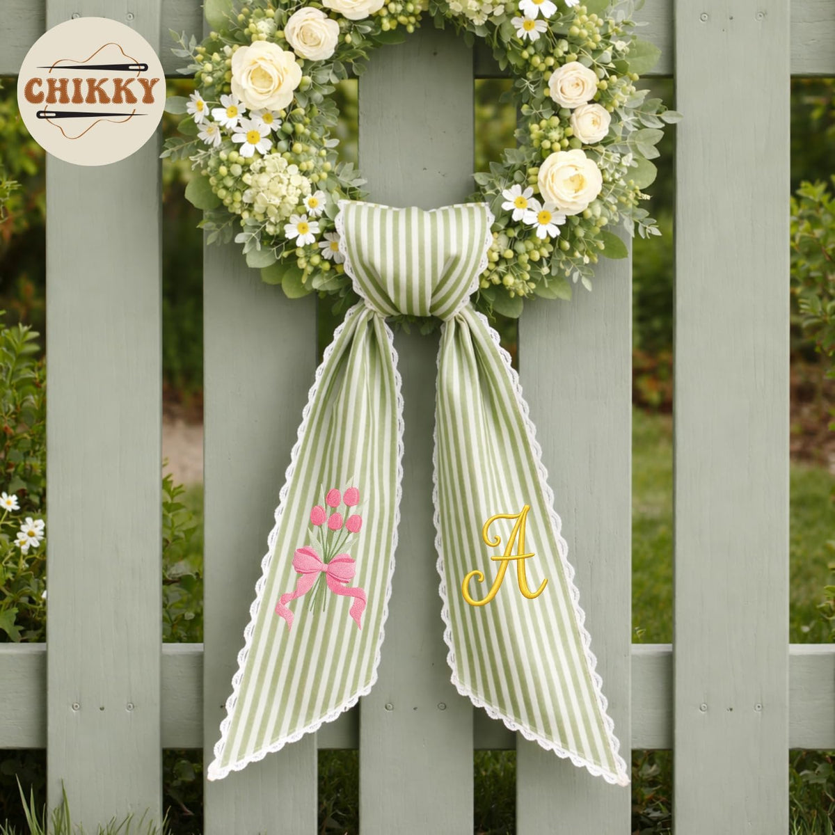 Monogram Personalized Wreath Sash — 9 - Tulip Bouquet — image 5