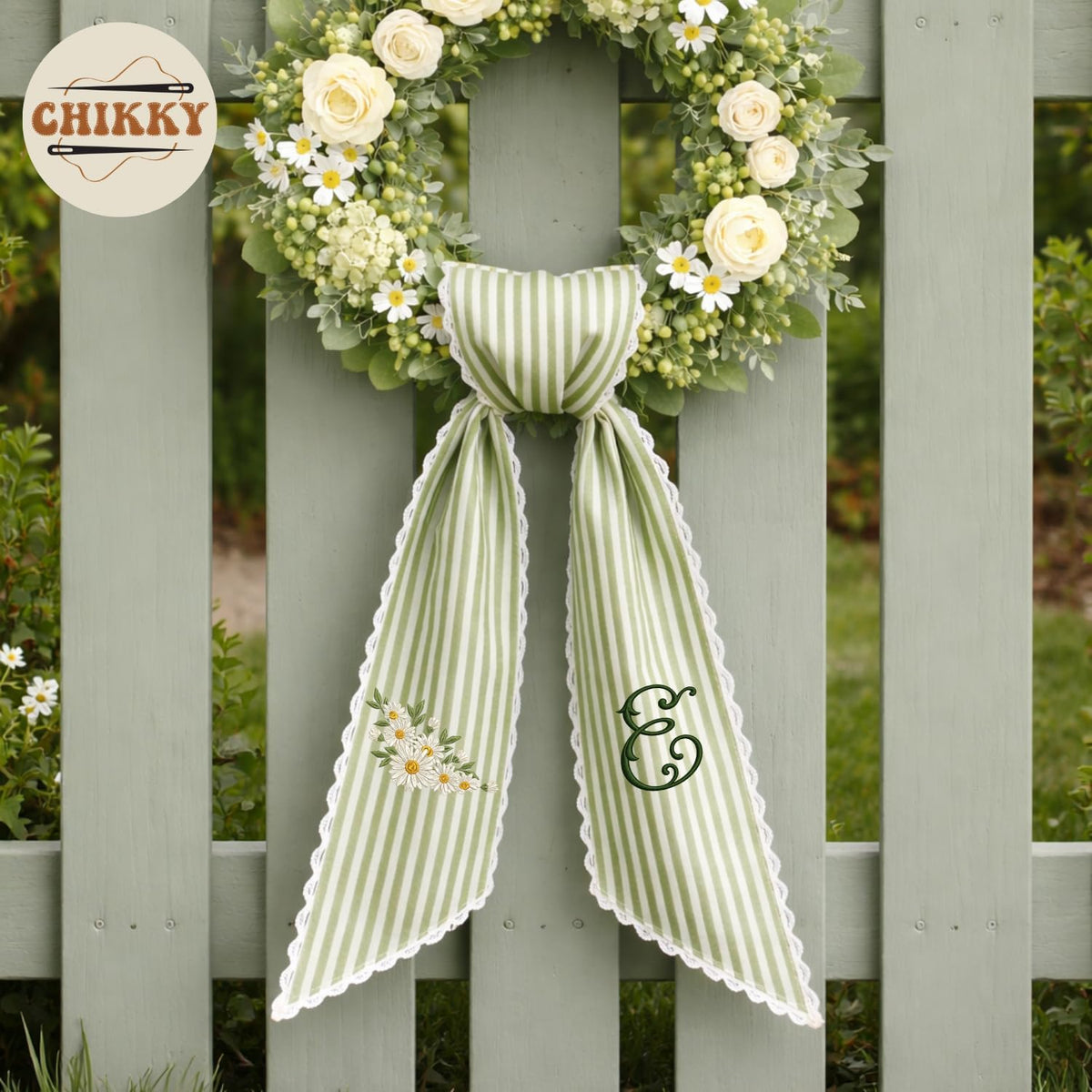 Monogram Personalized Wreath Sash — 3 - Daisy — image 3