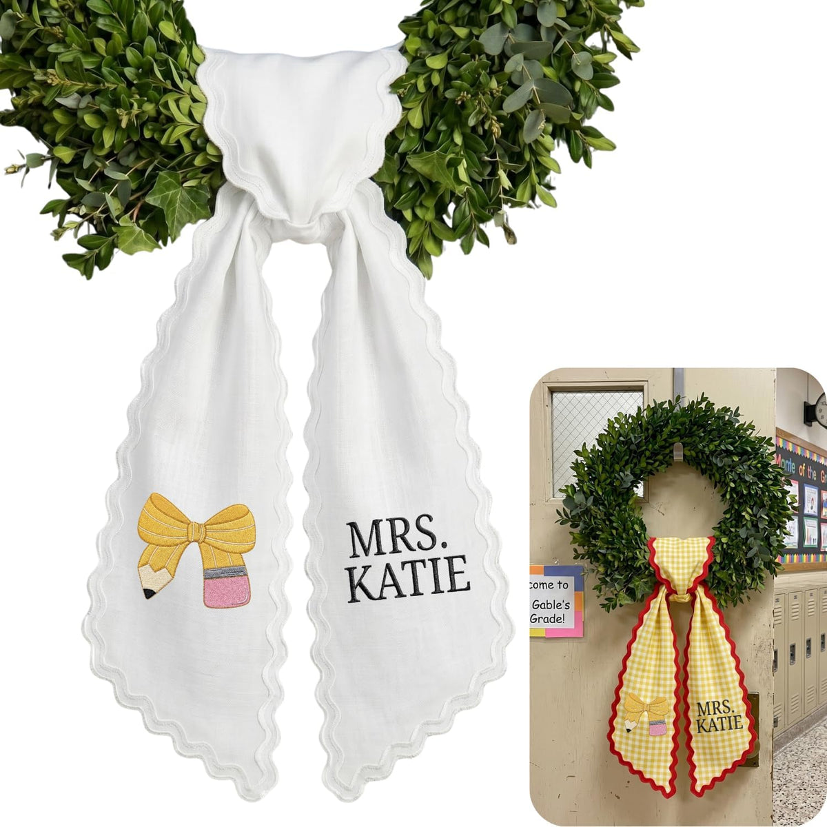 Monogram Personalized Wreath Sash