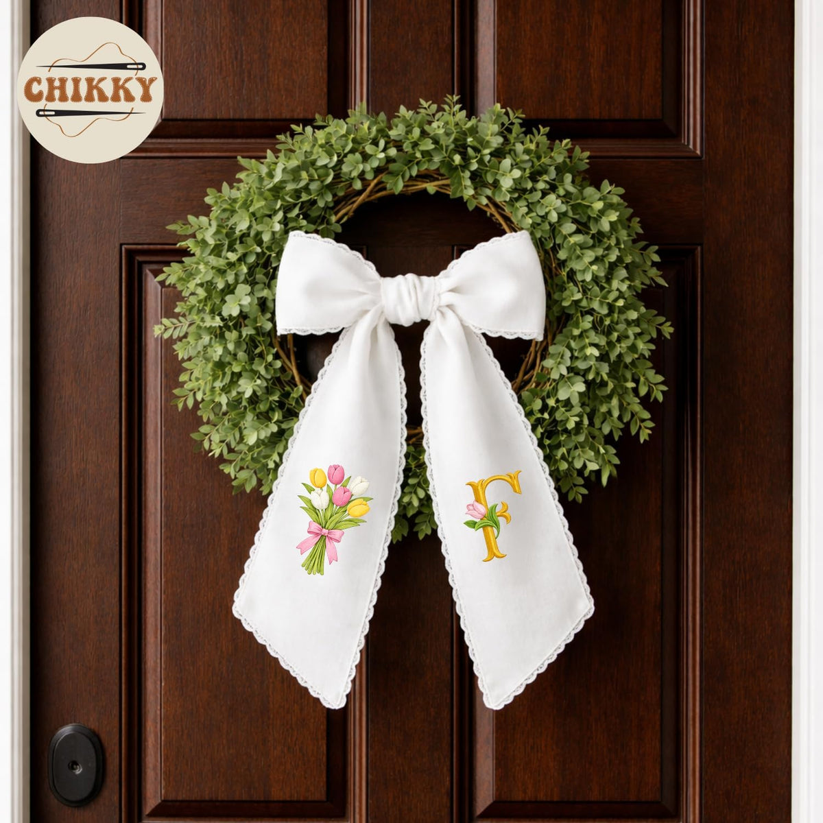 Monogram Personalized Wreath Sash — 4 - Tulip Bouquet — image 6