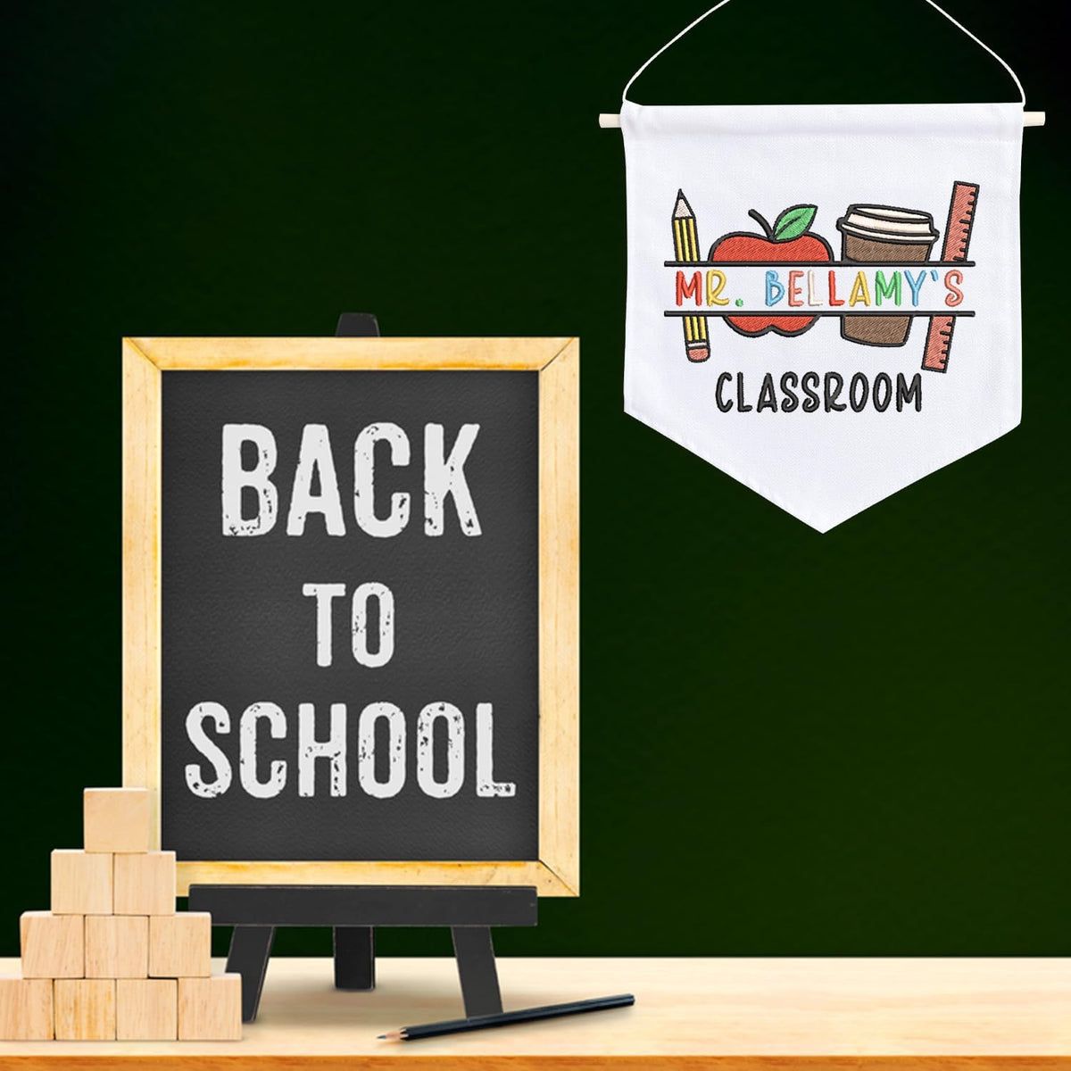 Personalized Embroidered Teacher Banner — 3 — image 3