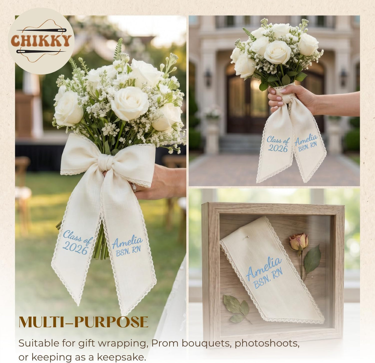 Personalized Embroidered Bouquet Sash — 4 - Nursing Graduation — image 6