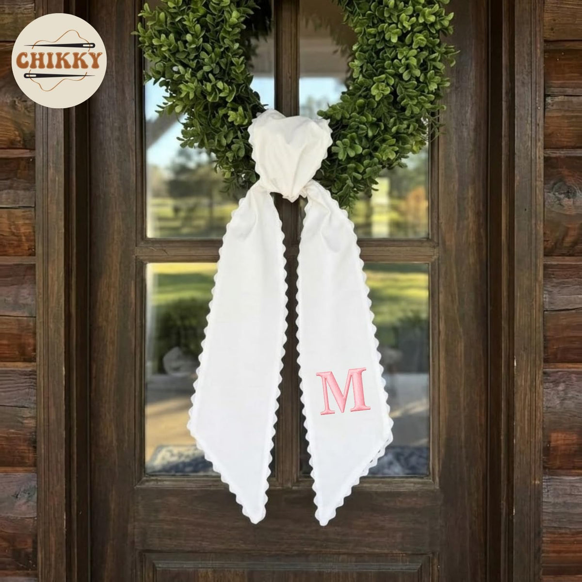 Monogram Personalized Wreath Sash — 12 - Initial — image 2