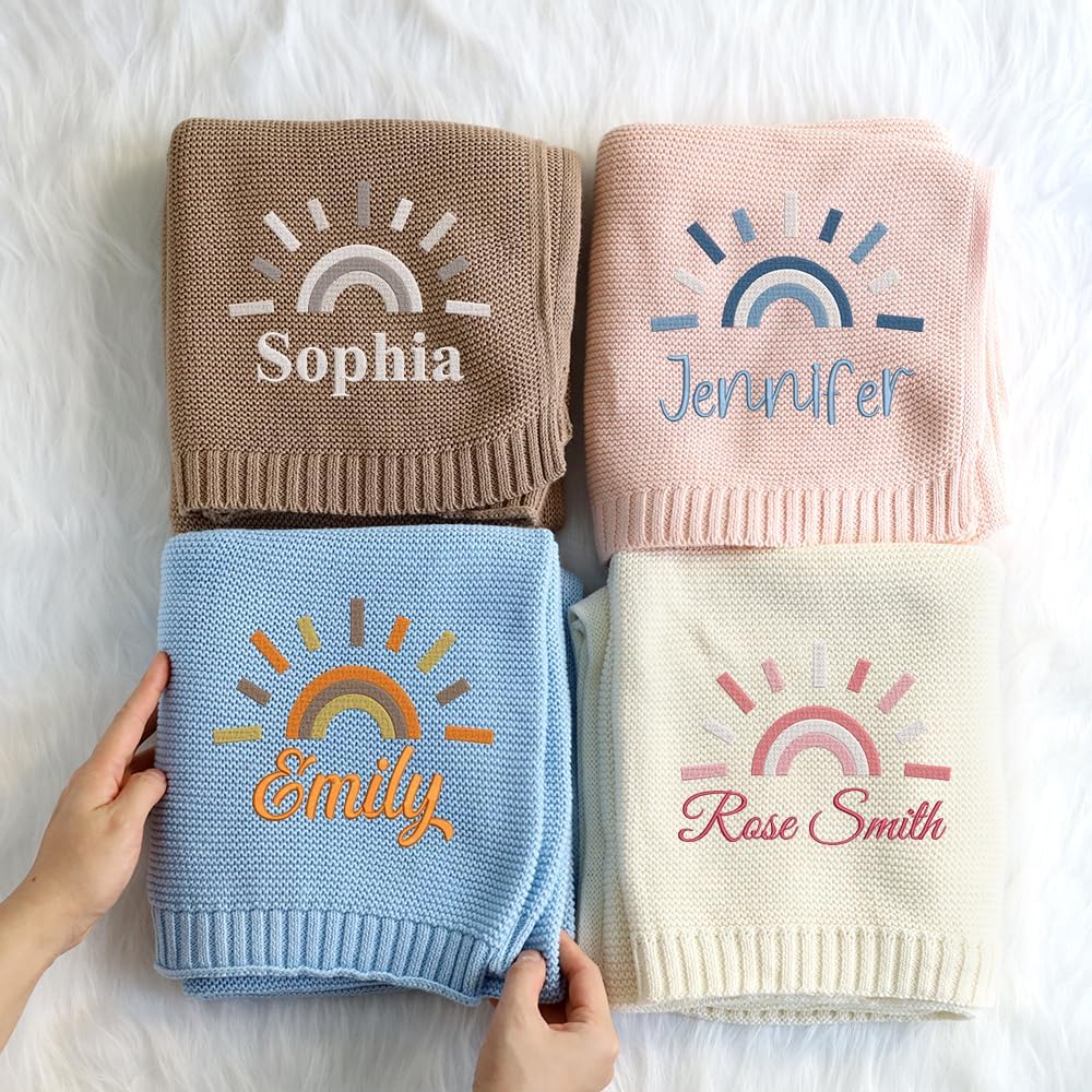 Personalized Knit Baby Blanket — 8 - Sunshine — image 4