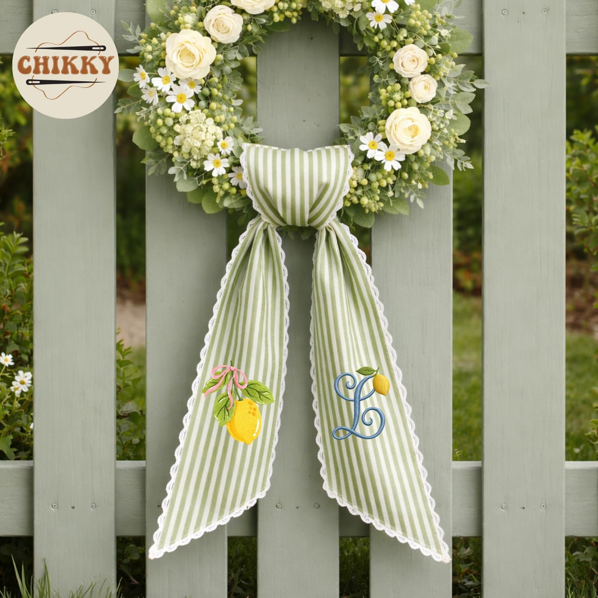 Monogram Personalized Wreath Sash — 8 - Lemon — image 3