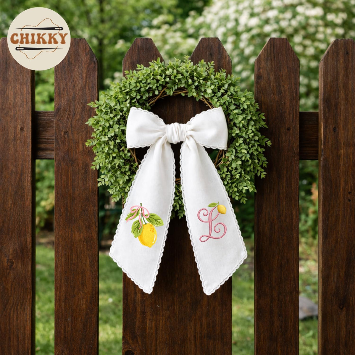 Monogram Personalized Wreath Sash — 8 - Lemon — image 6