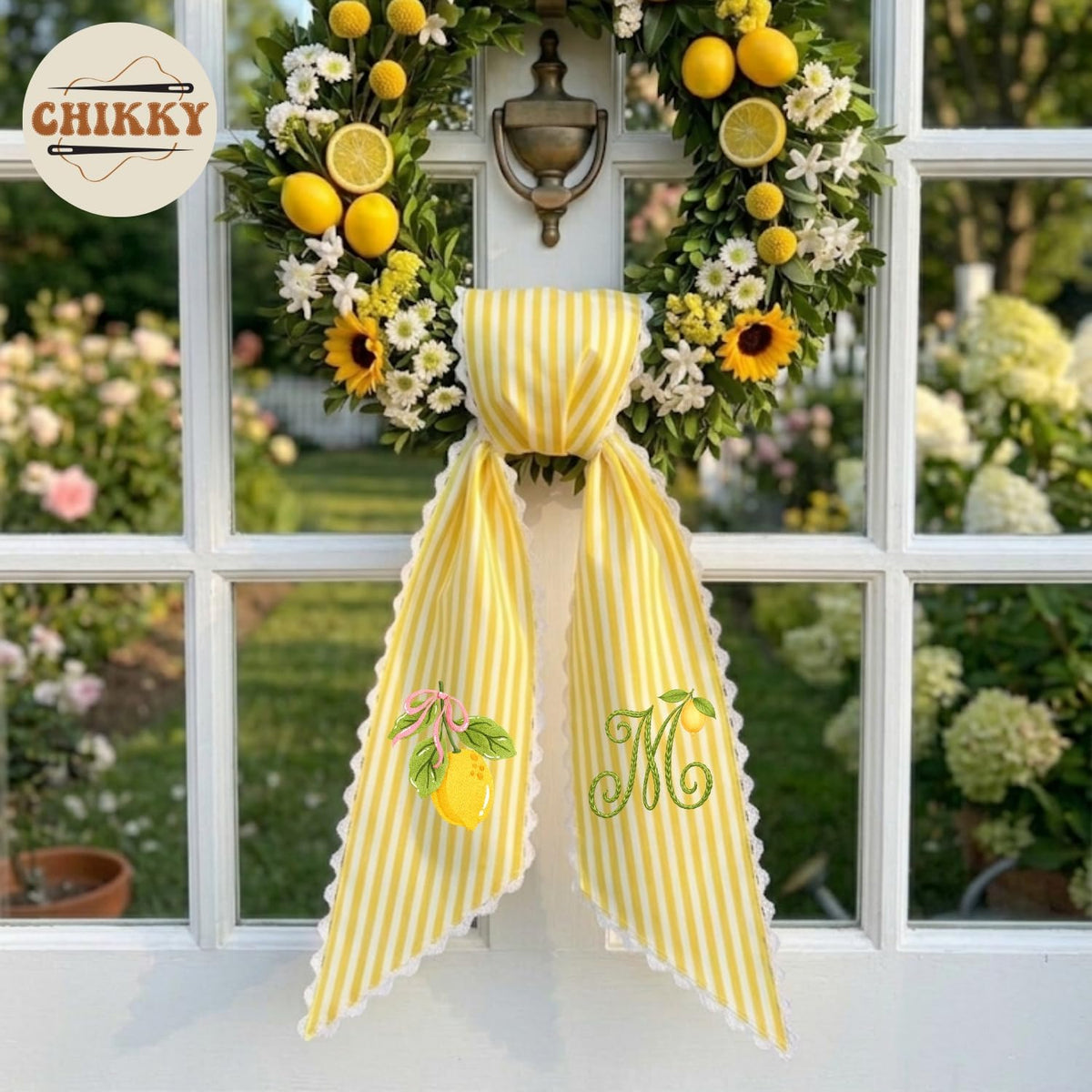 Monogram Personalized Wreath Sash — 8 - Lemon — image 2