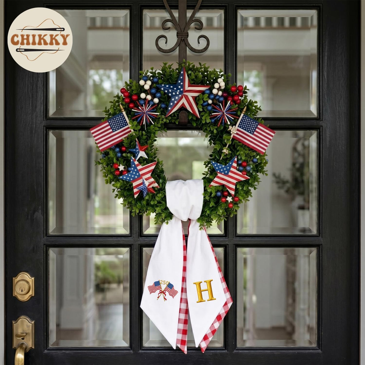 Patriotic Personalized Wreath Sash — 10 - USA Flag — image 2