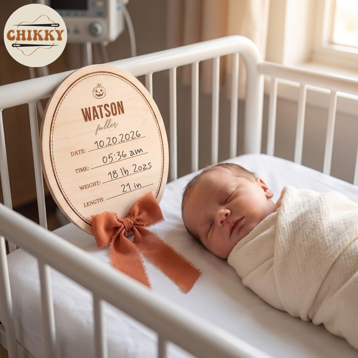 Personalized Wooden Birth Announcement Sign — image 5