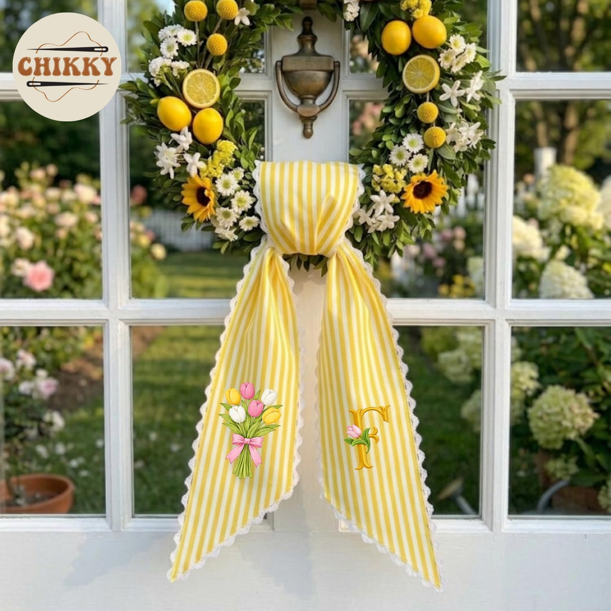 Monogram Personalized Wreath Sash — 4 - Tulip Bouquet — image 2