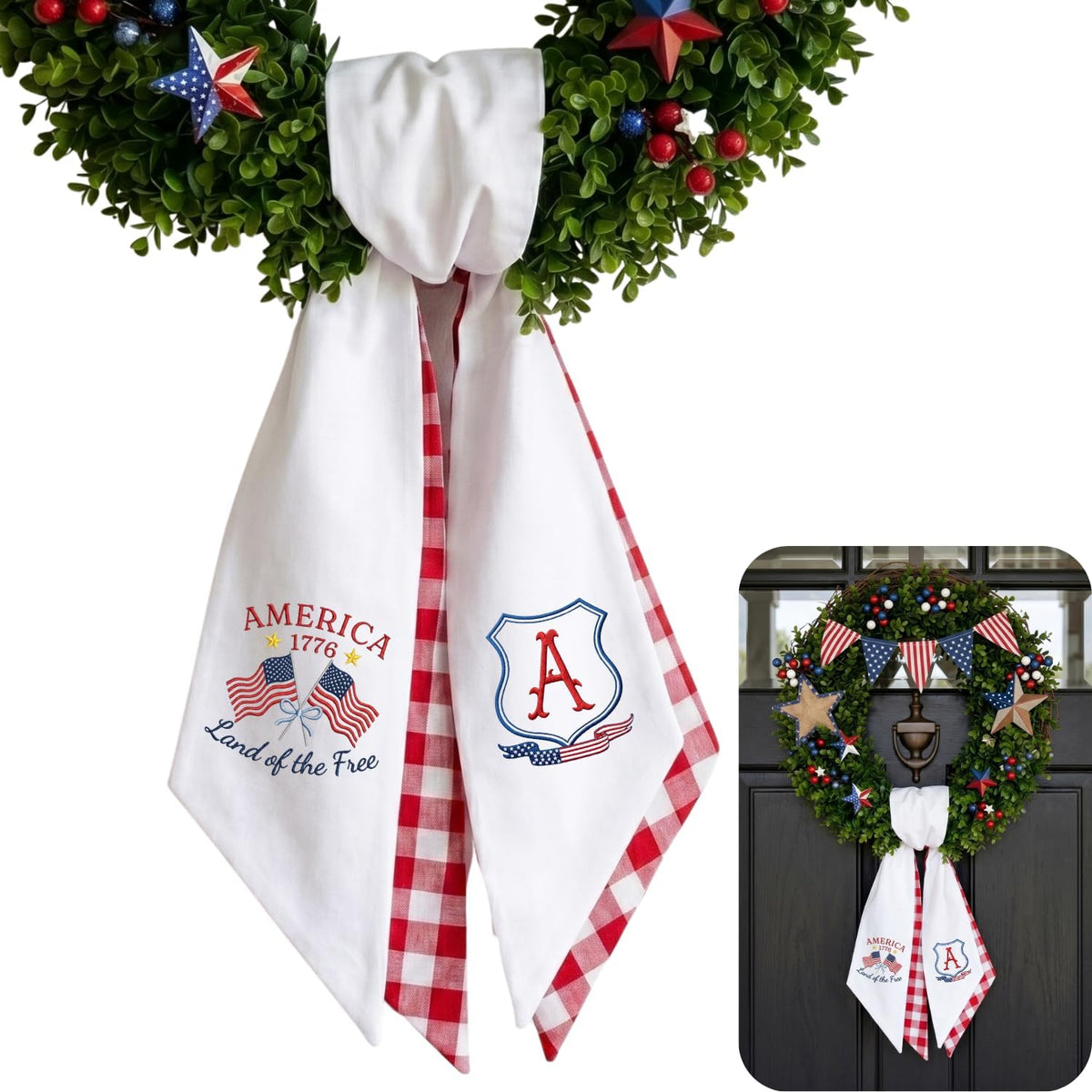 Patriotic Personalized Wreath Sash — 2