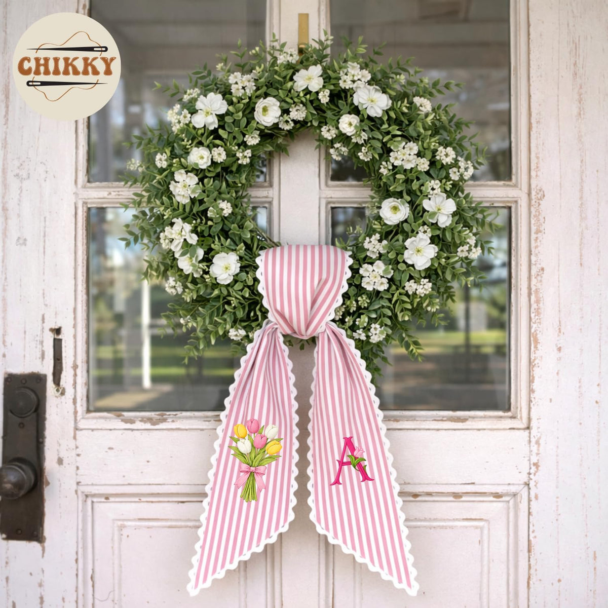 Monogram Personalized Wreath Sash — 4 - Tulip Bouquet — image 4