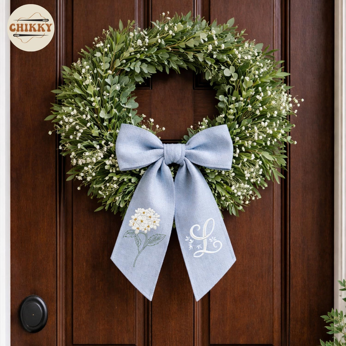Monogram Personalized Wreath Sash — 4 - Hydrangea — image 5