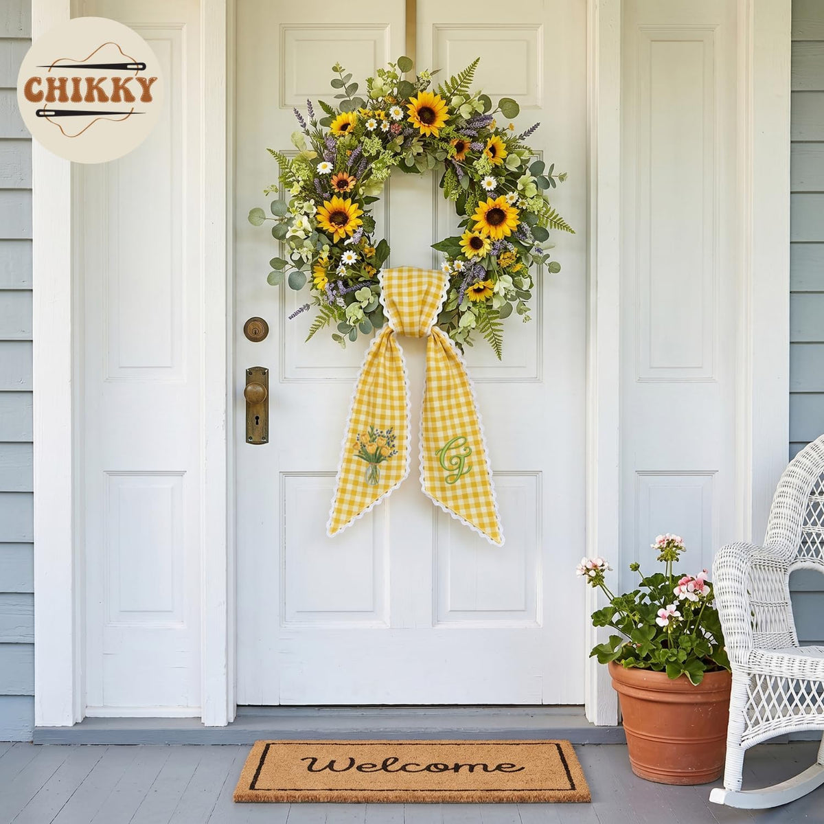 Monogram Personalized Wreath Sash — 1 - Yellow Tulip — image 3