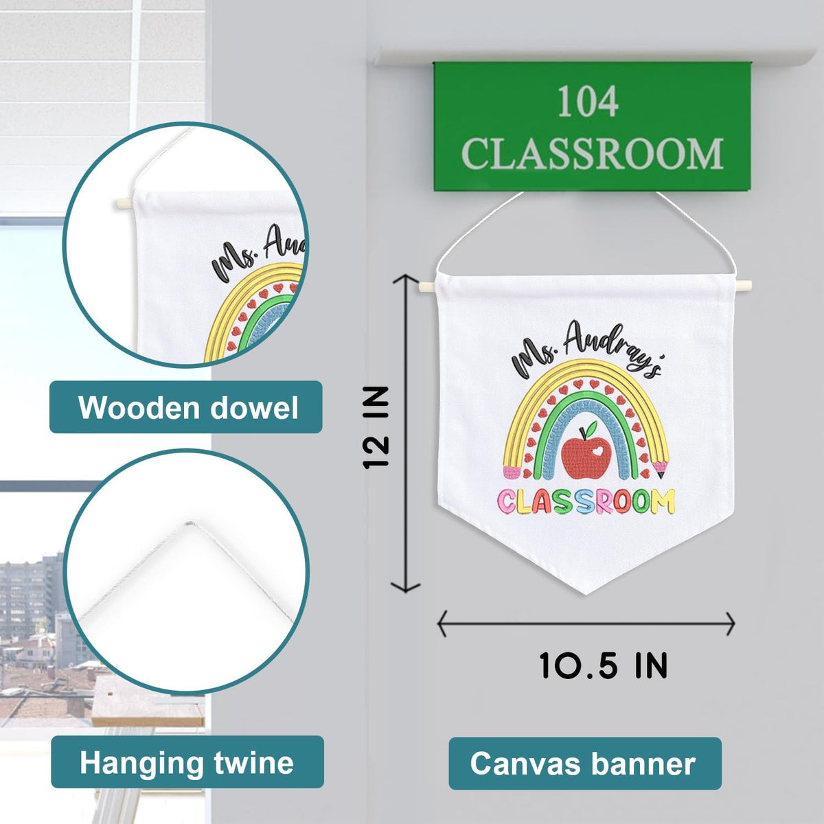 Personalized Embroidered Teacher Banner — 7 — image 6