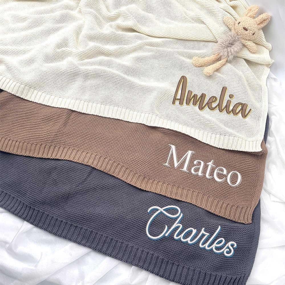 Personalized Knit Baby Blanket — 10 - Name — image 3