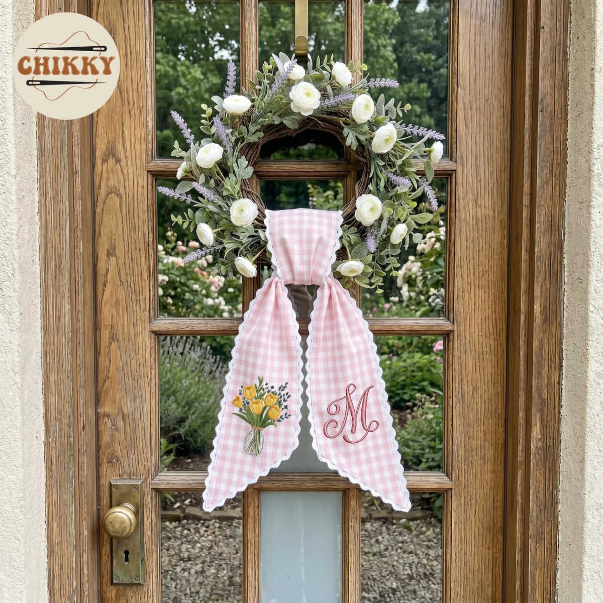 Monogram Personalized Wreath Sash — 1 - Yellow Tulip — image 5