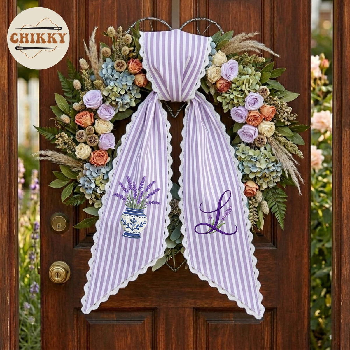 Monogram Personalized Wreath Sash — 5 - Lavender — image 3