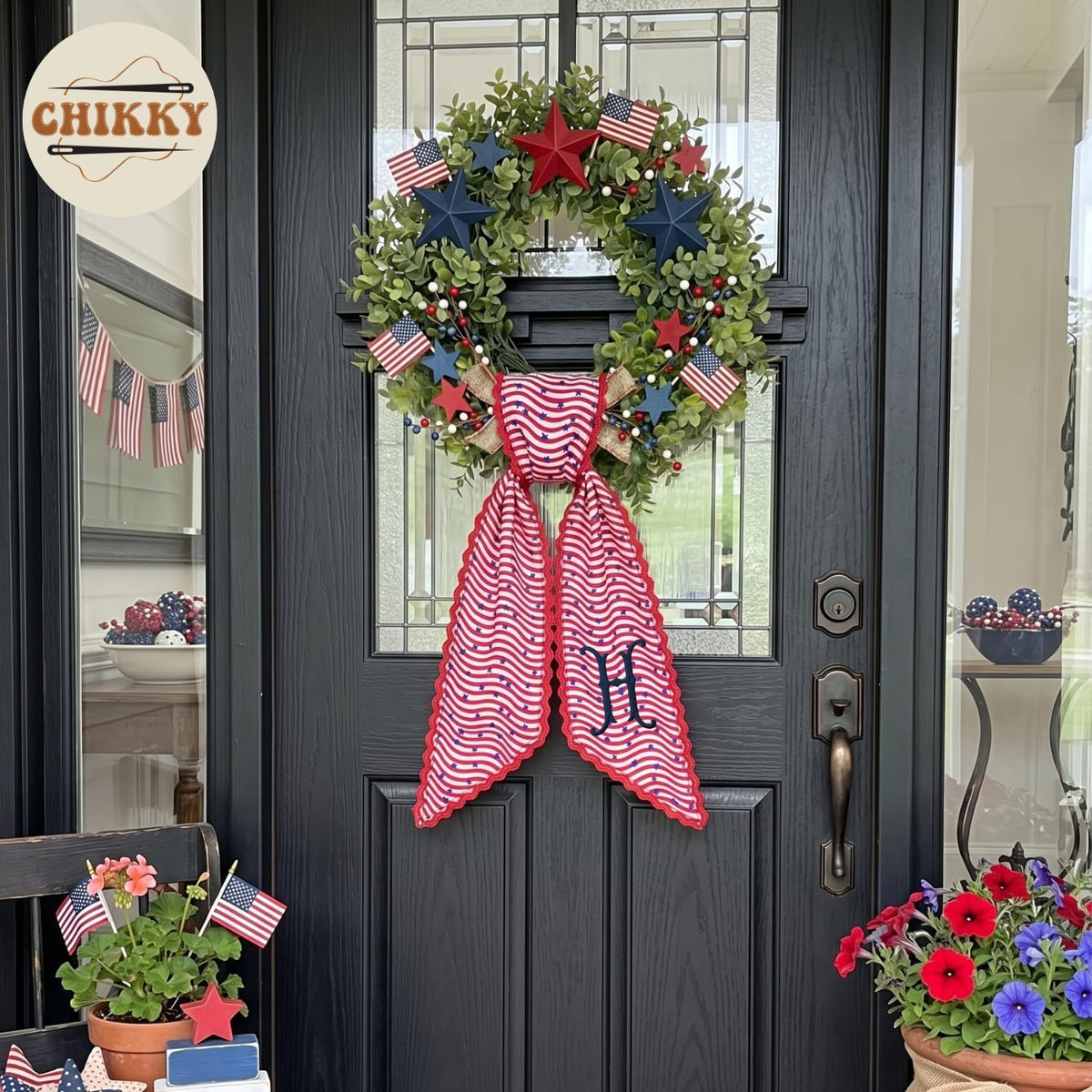 Patriotic Personalized Wreath Sash — 8 - USA Flag Star — image 7