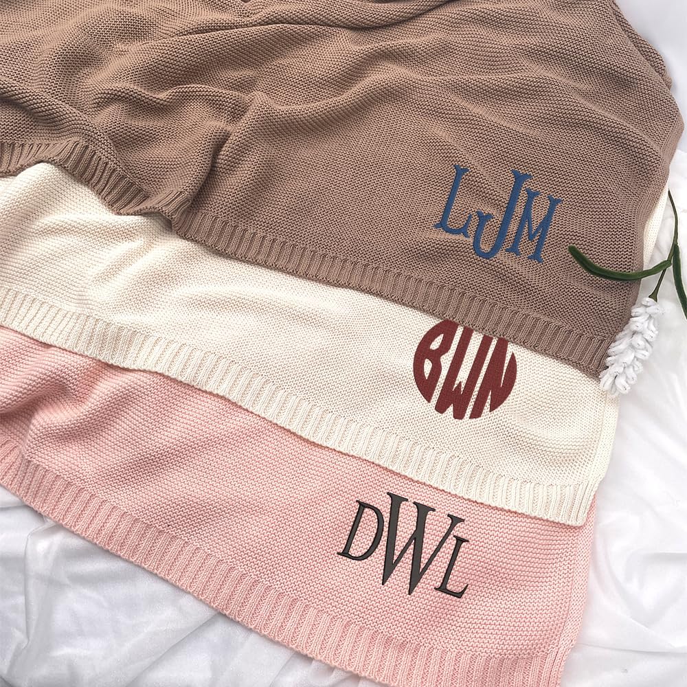 Personalized Knit Baby Blanket — 9 - Monogram — image 2