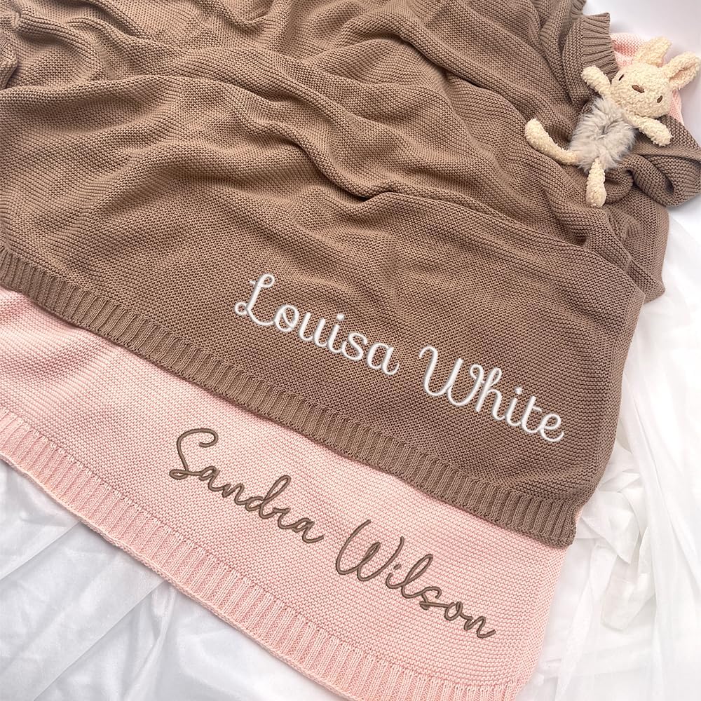 Personalized Knit Baby Blanket — 1 - Name Only — image 2