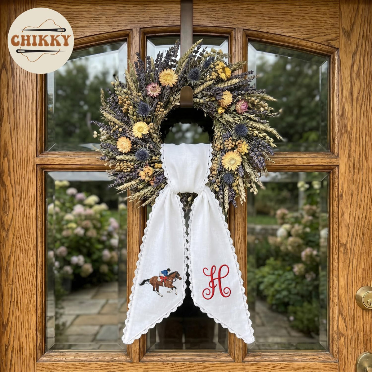 Monogram Personalized Wreath Sash — 7 - Horse Racing — image 5