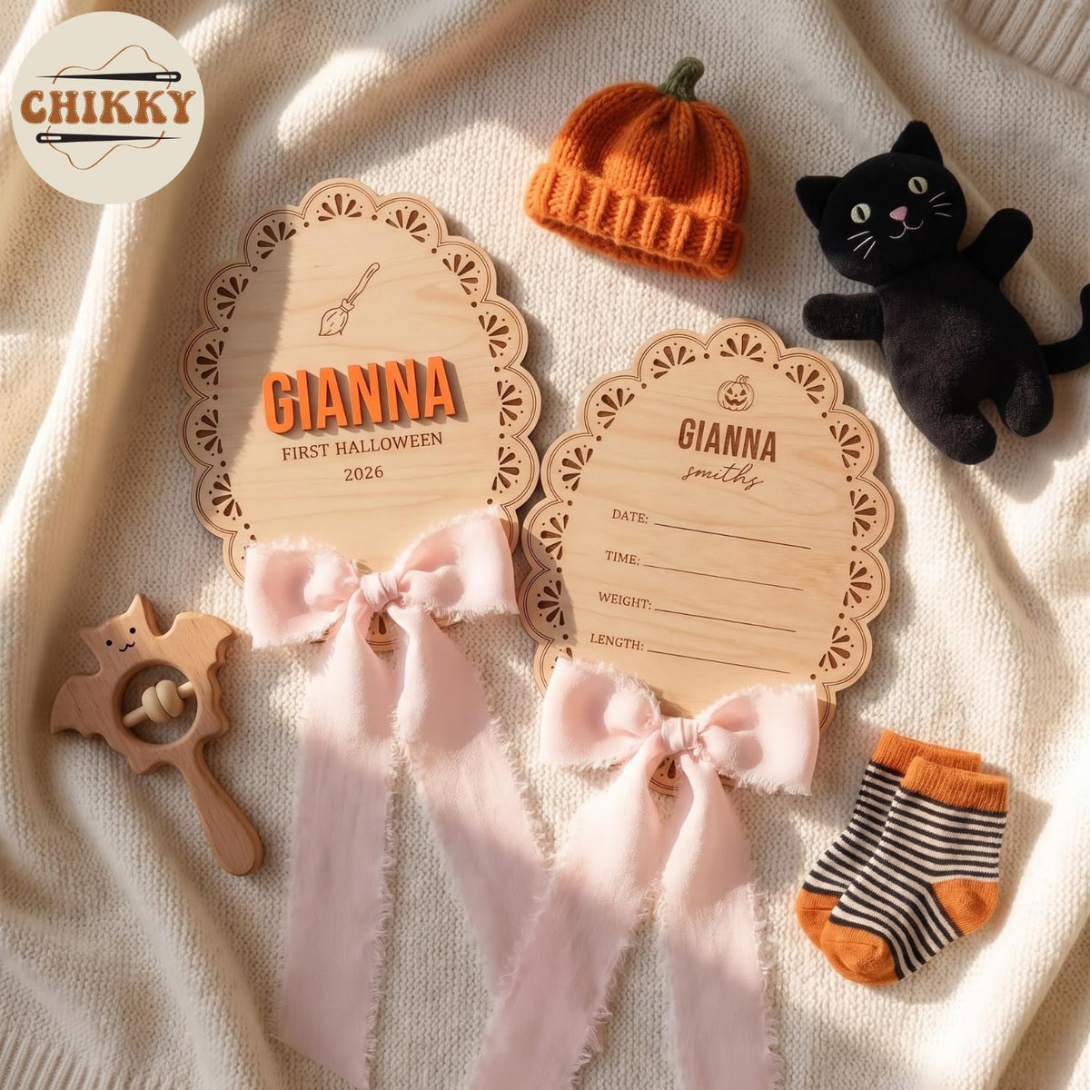 Personalized Wooden Birth Announcement Sign — image 2