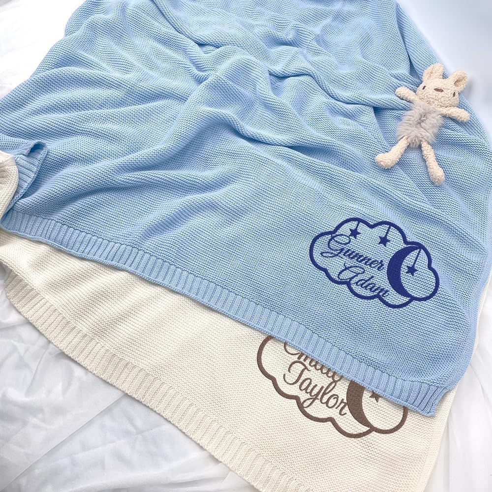 Personalized Knit Baby Blanket — 8 - Cloudy — image 4