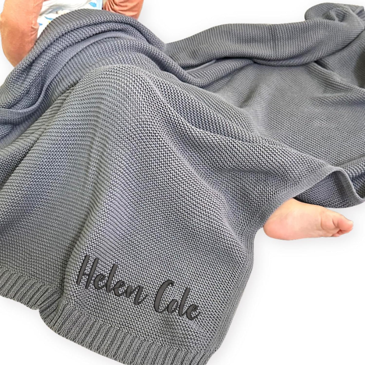 Personalized Knit Baby Blanket — 1 - Name Only