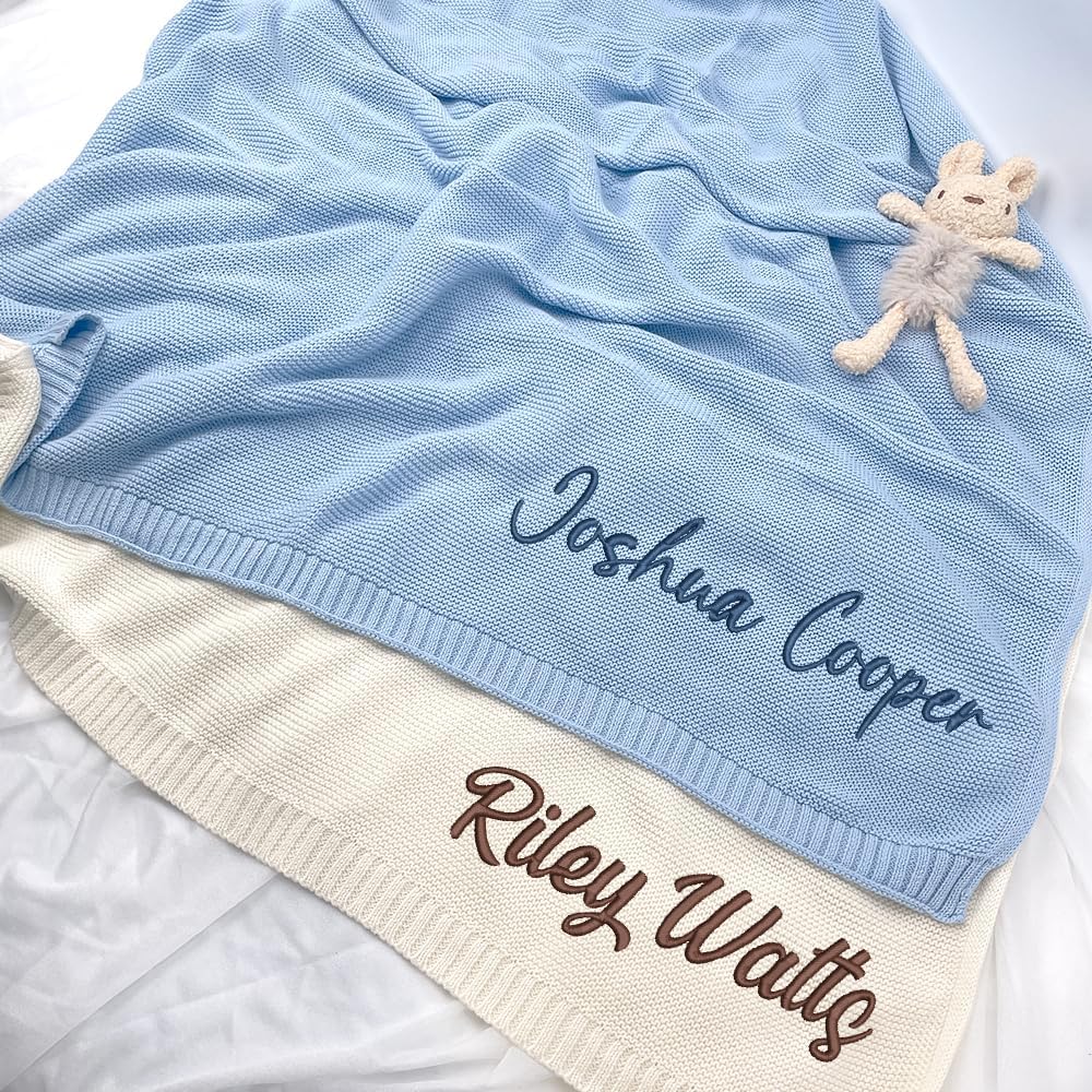 Personalized Knit Baby Blanket — 1 - Name Only — image 3