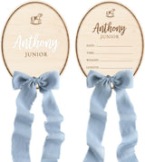 Personalized Wooden Birth Announcement Sign — 8 - oval pattern